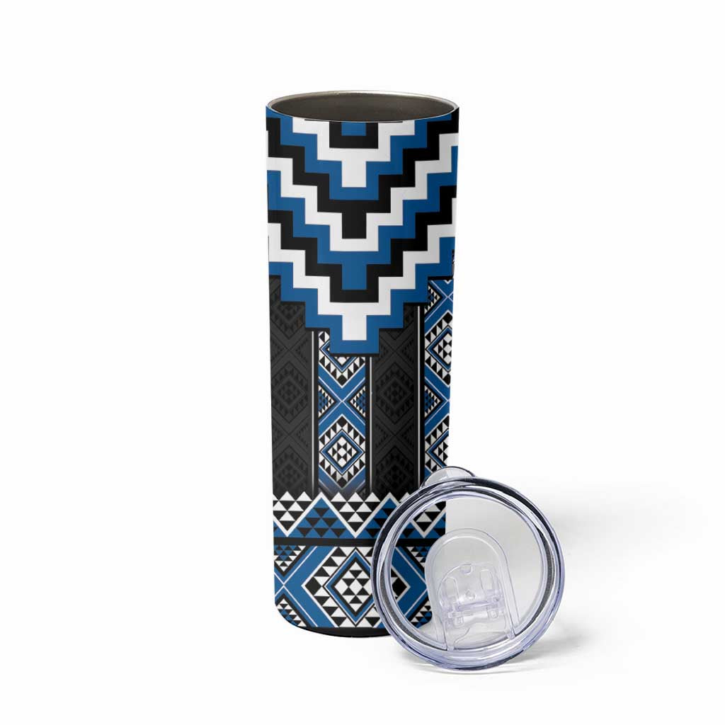 Blue Taniko Aotearoa Skinny Tumbler Niho Taniwha Mix Poutama LT14