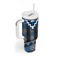 Blue Taniko Aotearoa Tumbler With Handle Niho Taniwha Mix Poutama LT14