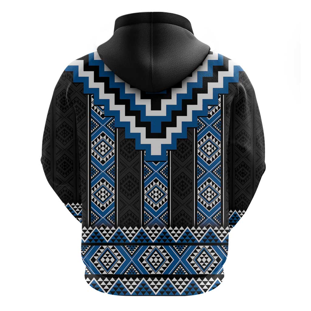Blue Taniko Aotearoa Zip Hoodie Niho Taniwha Mix Poutama LT14