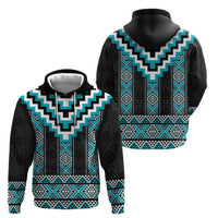 Turquoise Taniko Pattern Aotearoa Hoodie Niho Taniwha Mix Poutama LT14