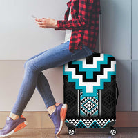 Turquoise Taniko Pattern Aotearoa Luggage Cover Niho Taniwha Mix Poutama