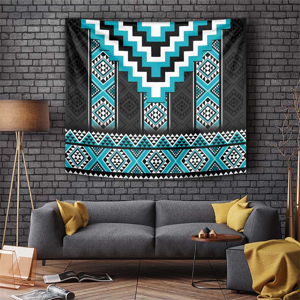 Turquoise Taniko Pattern Aotearoa Tapestry Niho Taniwha Mix Poutama LT14 Turquoise - Polynesian Pride