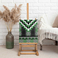 Green Taniko Pattern Aotearoa Canvas Wall Art Niho Taniwha Mix Poutama