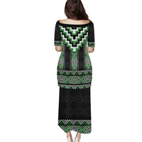 Green Taniko Pattern Aotearoa Puletasi Niho Taniwha Mix Poutama LT14