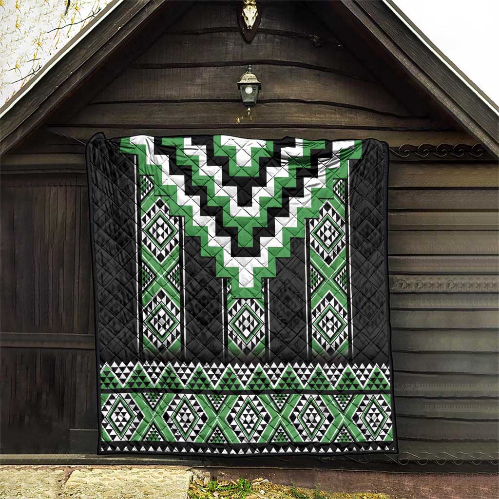 Green Taniko Pattern Aotearoa Quilt Niho Taniwha Mix Poutama