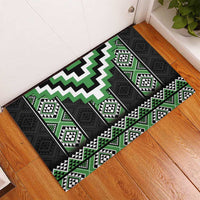 Green Taniko Pattern Aotearoa Rubber Doormat Niho Taniwha Mix Poutama LT14 - Polynesian Pride
