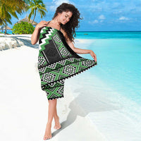 Green Taniko Pattern Aotearoa Sarong Niho Taniwha Mix Poutama