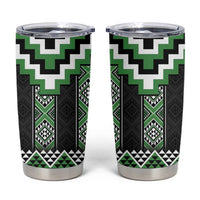 Green Taniko Pattern Aotearoa Tumbler Cup Niho Taniwha Mix Poutama LT14