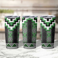 Green Taniko Pattern Aotearoa Tumbler Cup Niho Taniwha Mix Poutama LT14