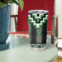 Green Taniko Pattern Aotearoa Tumbler Cup Niho Taniwha Mix Poutama LT14