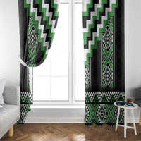 Green Taniko Pattern Aotearoa Window Curtain Niho Taniwha Mix Poutama