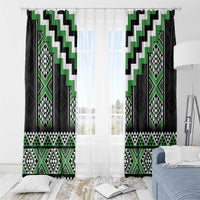 Green Taniko Pattern Aotearoa Window Curtain Niho Taniwha Mix Poutama