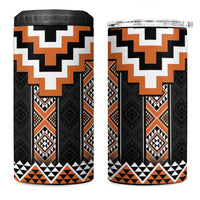 Orange Taniko Pattern Aotearoa 4 in 1 Can Cooler Tumbler Niho Taniwha Mix Poutama LT14