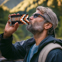 Orange Taniko Pattern Aotearoa 4 in 1 Can Cooler Tumbler Niho Taniwha Mix Poutama LT14