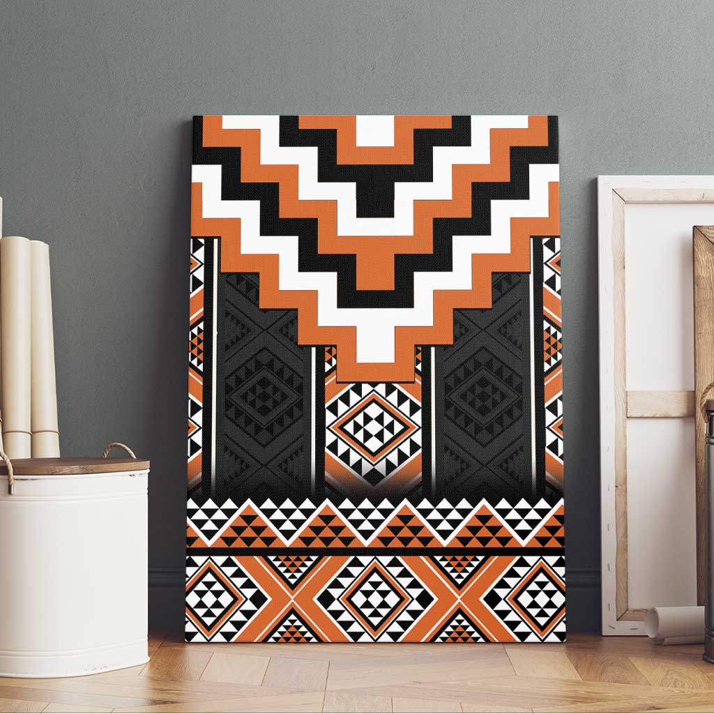 Orange Taniko Pattern Aotearoa Canvas Wall Art Niho Taniwha Mix Poutama