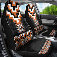 Orange Taniko Pattern Aotearoa Car Seat Cover Niho Taniwha Mix Poutama