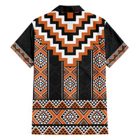 Orange Taniko Pattern Aotearoa Hawaiian Shirt Niho Taniwha Mix Poutama LT14