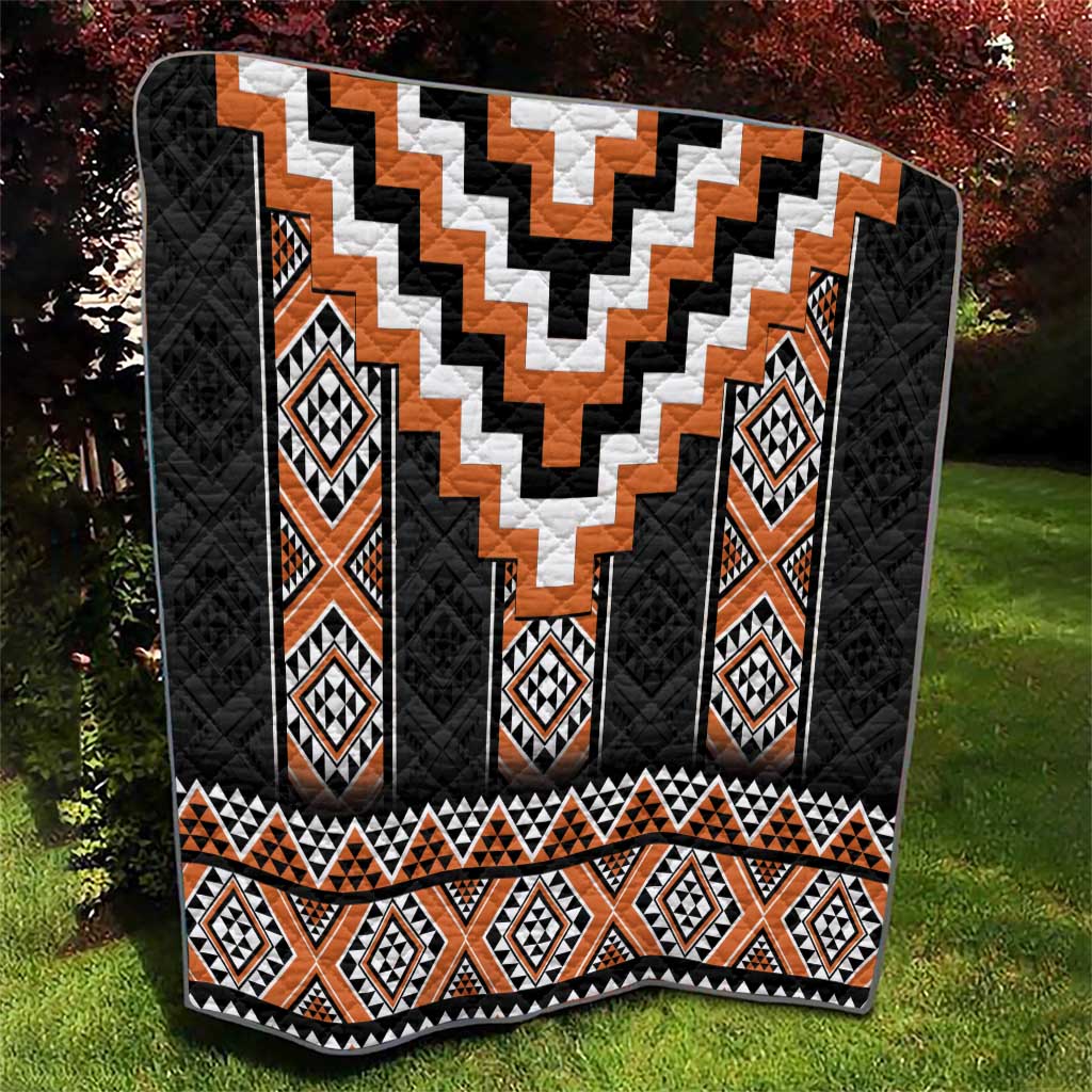 Orange Taniko Pattern Aotearoa Quilt Niho Taniwha Mix Poutama