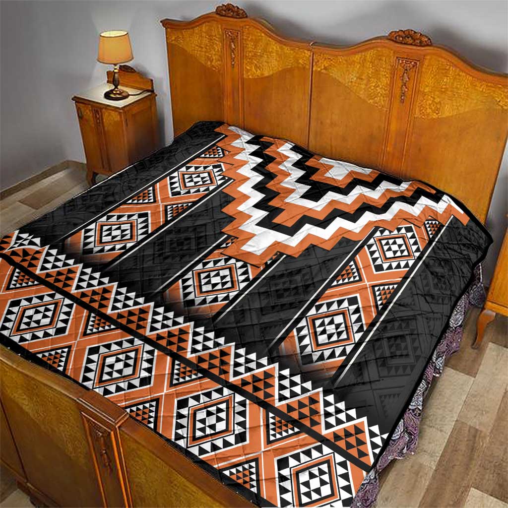 Orange Taniko Pattern Aotearoa Quilt Niho Taniwha Mix Poutama