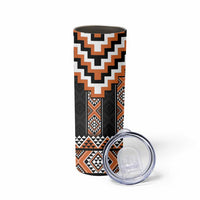 Orange Taniko Pattern Aotearoa Skinny Tumbler Niho Taniwha Mix Poutama LT14