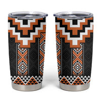 Orange Taniko Pattern Aotearoa Tumbler Cup Niho Taniwha Mix Poutama LT14
