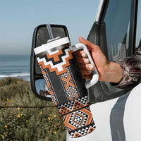 Orange Taniko Pattern Aotearoa Tumbler With Handle Niho Taniwha Mix Poutama LT14