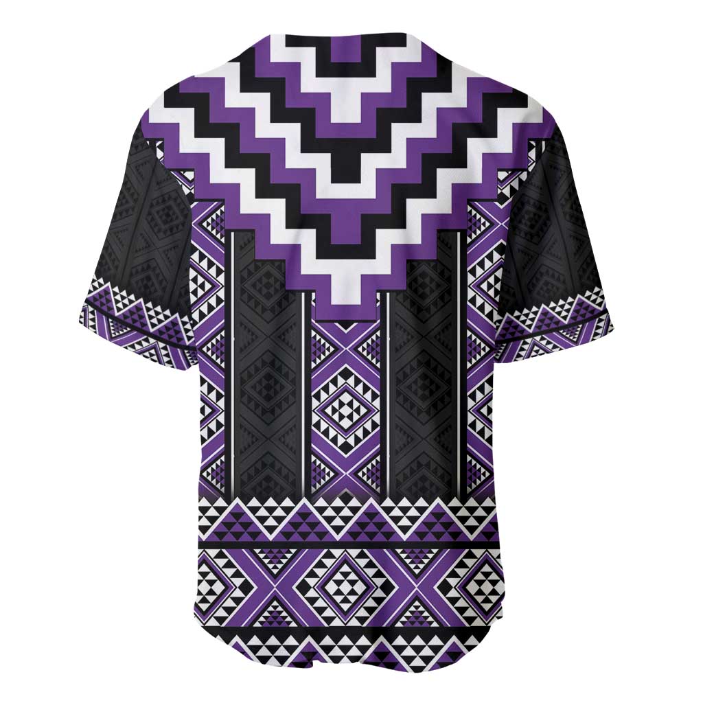 Purple Taniko Pattern Aotearoa Baseball Jersey Niho Taniwha Mix Poutama LT14 - Polynesian Pride