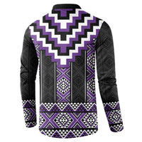 Purple Taniko Pattern Aotearoa Button Sweatshirt Niho Taniwha Mix Poutama LT14