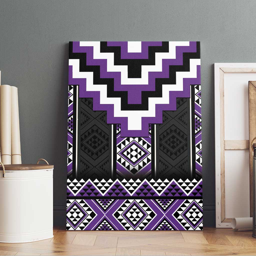 Purple Taniko Pattern Aotearoa Canvas Wall Art Niho Taniwha Mix Poutama