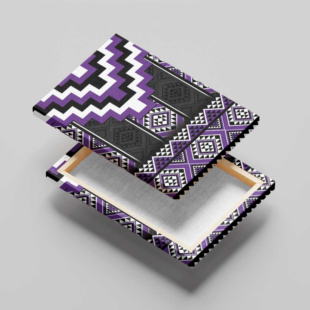 Purple Taniko Pattern Aotearoa Canvas Wall Art Niho Taniwha Mix Poutama