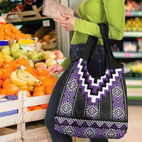 Purple Taniko Pattern Aotearoa Grocery Bag Niho Taniwha Mix Poutama