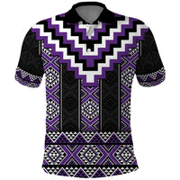 Purple Taniko Pattern Aotearoa Polo Shirt Niho Taniwha Mix Poutama LT14