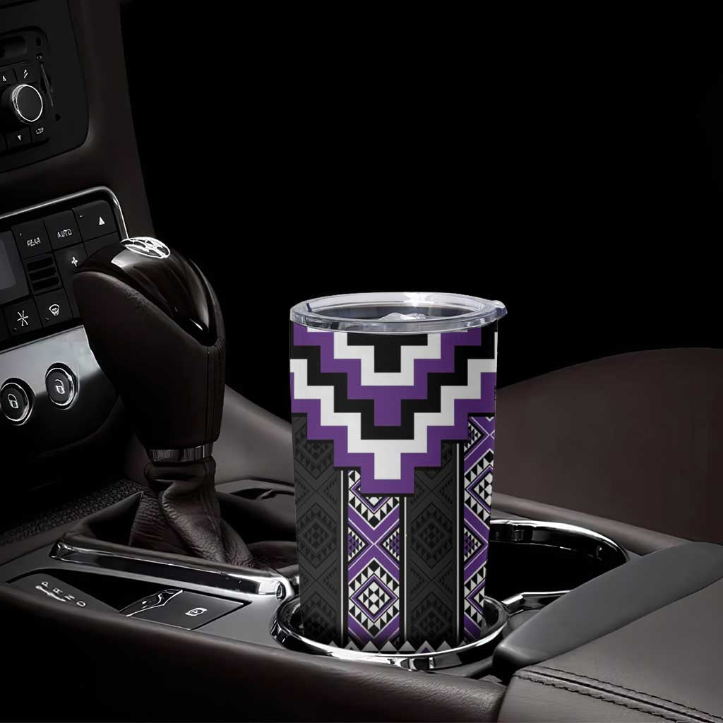 Purple Taniko Pattern Aotearoa Tumbler Cup Niho Taniwha Mix Poutama LT14