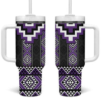 Purple Taniko Pattern Aotearoa Tumbler With Handle Niho Taniwha Mix Poutama LT14