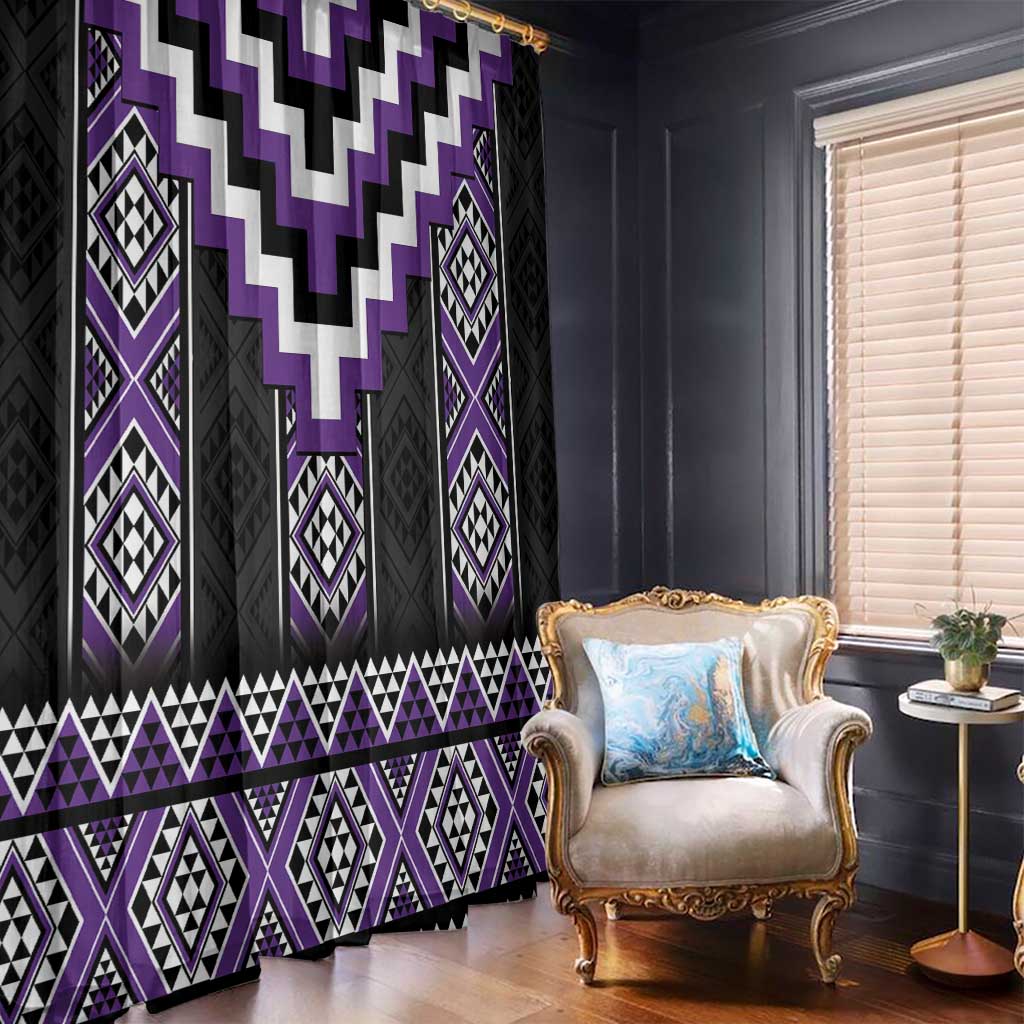 Purple Taniko Pattern Aotearoa Window Curtain Niho Taniwha Mix Poutama