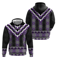 Purple Taniko Pattern Aotearoa Zip Hoodie Niho Taniwha Mix Poutama LT14