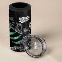 Custom New Zealand Silver Fern Rugby 4 in 1 Can Cooler Tumbler Aotearoa Kiwi Maori Pattern