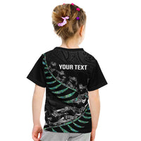 Custom New Zealand Silver Fern Rugby Kid T Shirt Aotearoa Kiwi Maori Pattern