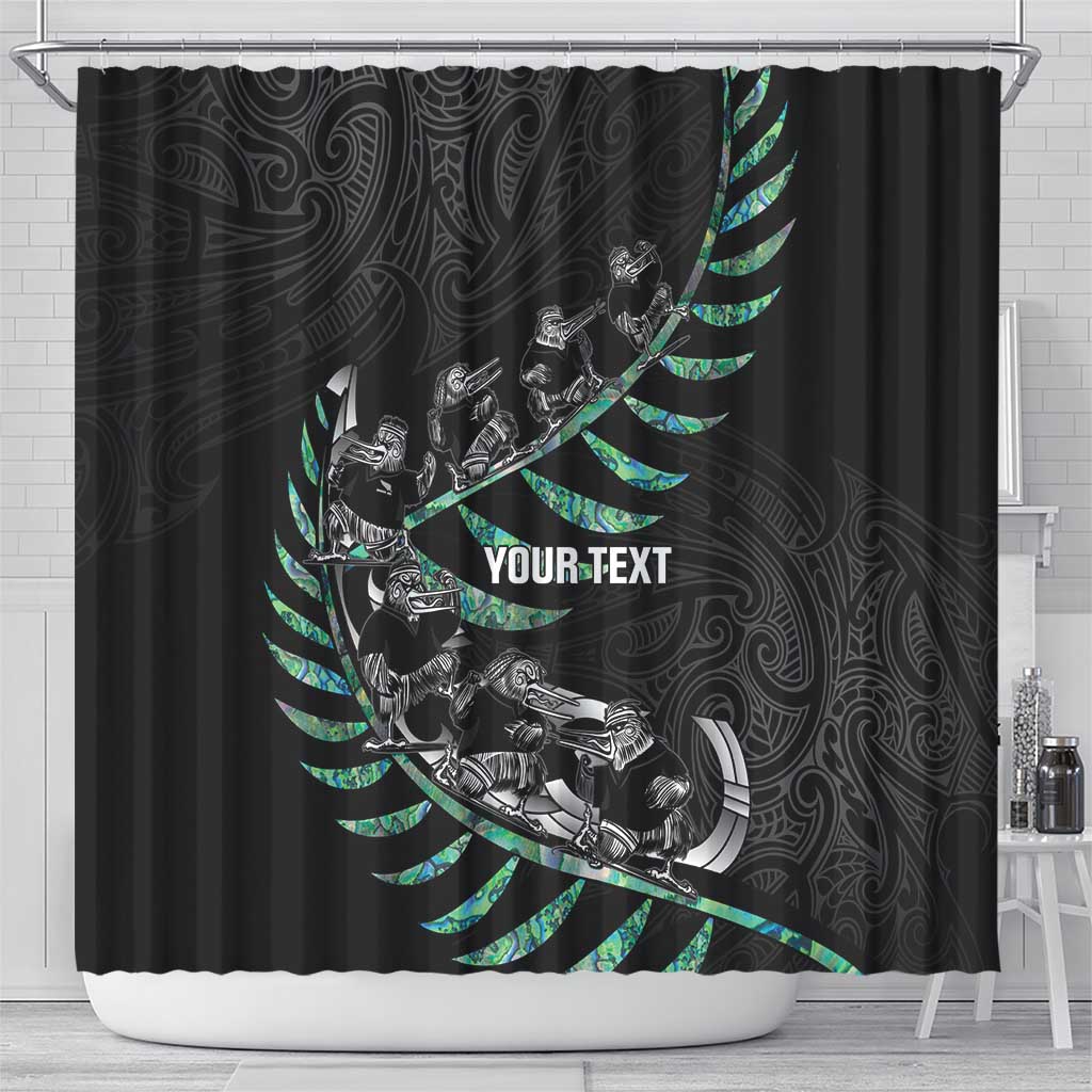 Custom New Zealand Silver Fern Rugby Shower Curtain Aotearoa Kiwi Maori Pattern LT14 - Polynesian Pride