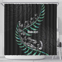 Custom New Zealand Silver Fern Rugby Shower Curtain Aotearoa Kiwi Maori Pattern LT14 - Polynesian Pride