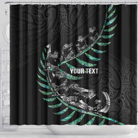 Custom New Zealand Silver Fern Rugby Shower Curtain Aotearoa Kiwi Maori Pattern LT14 - Polynesian Pride