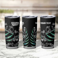 Custom New Zealand Silver Fern Rugby Tumbler Cup Aotearoa Kiwi Maori Pattern