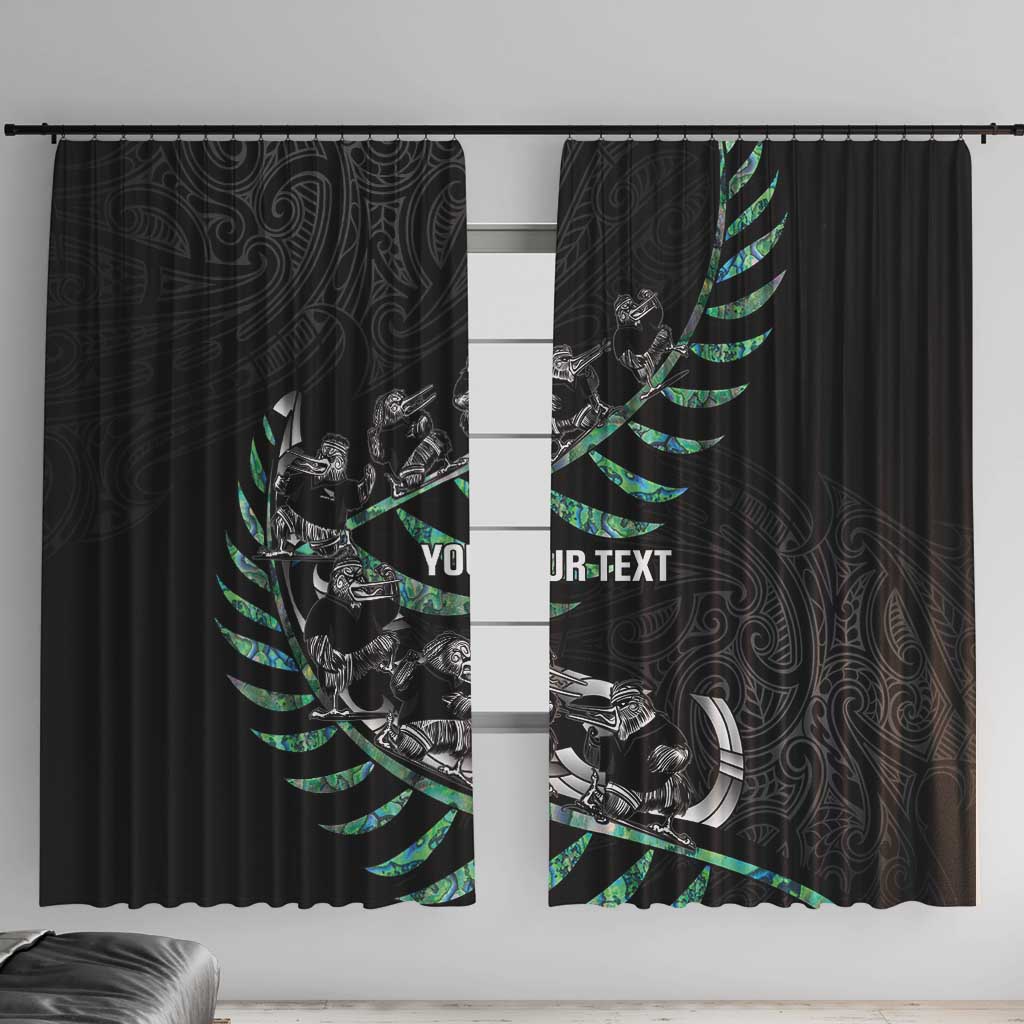 Custom New Zealand Silver Fern Rugby Window Curtain Aotearoa Kiwi Maori Pattern LT14
