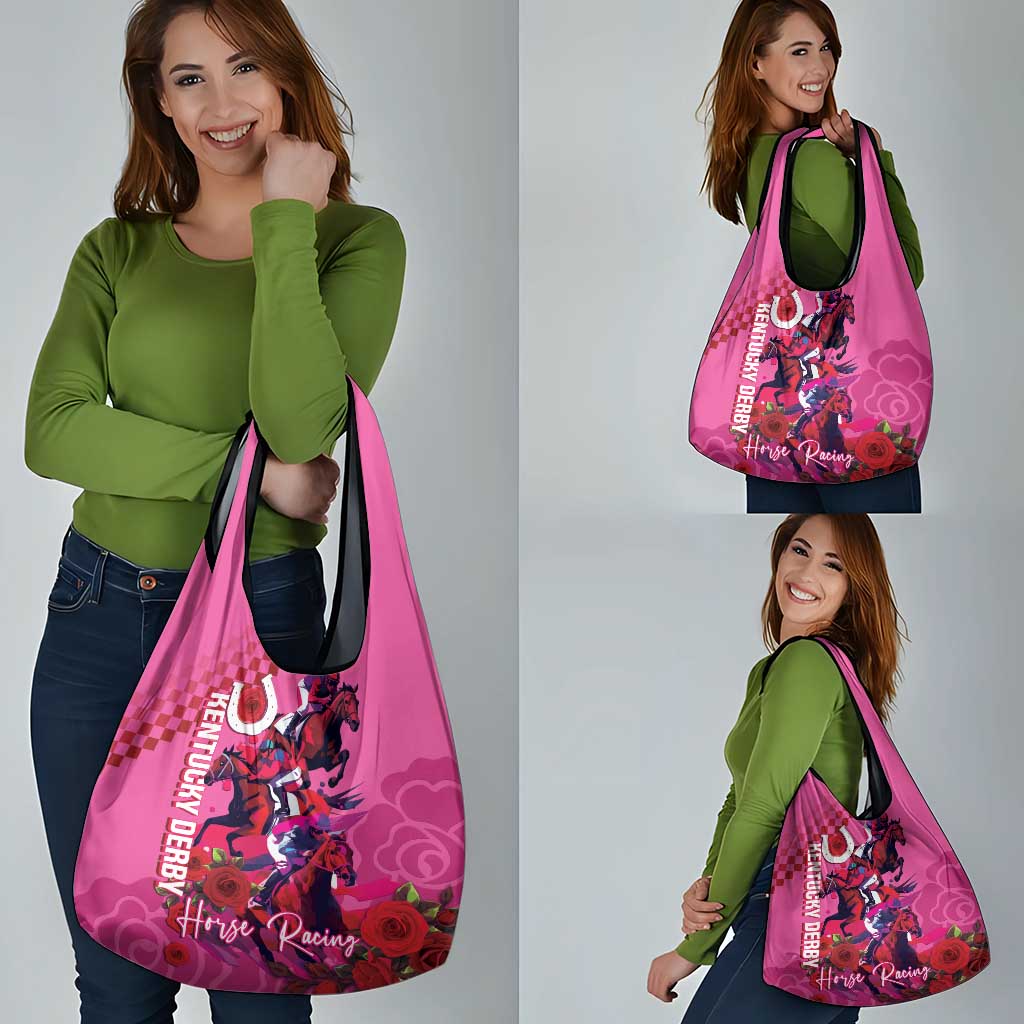 Kentucky Horse Racing Grocery Bag 150th Anniversary With Roses - Pink Version