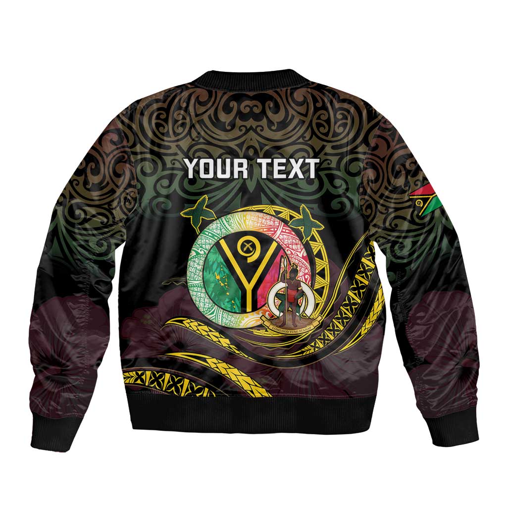 Personalised Vanuatu Bomber Jacket Yumi 45th Hapi Independens Dei - Black Version LT14