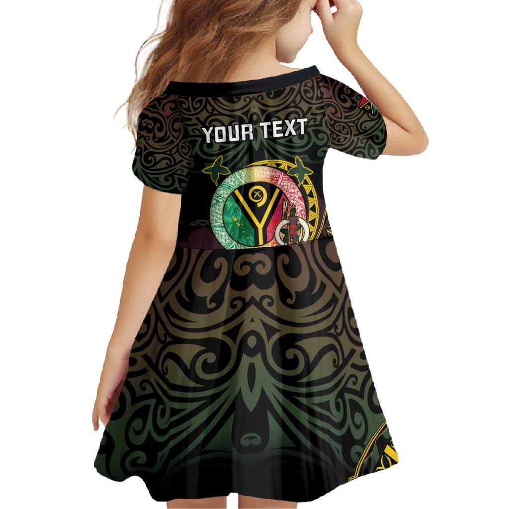 Personalised Vanuatu Family Matching Short Sleeve Bodycon Dress and Hawaiian Shirt Yumi 45th Hapi Independens Dei - Black Version LT14