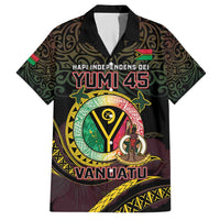 Personalised Vanuatu Family Matching Short Sleeve Bodycon Dress and Hawaiian Shirt Yumi 45th Hapi Independens Dei - Black Version LT14