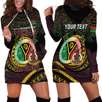 Personalised Vanuatu Hoodie Dress Yumi 45th Hapi Independens Dei - Black Version LT14