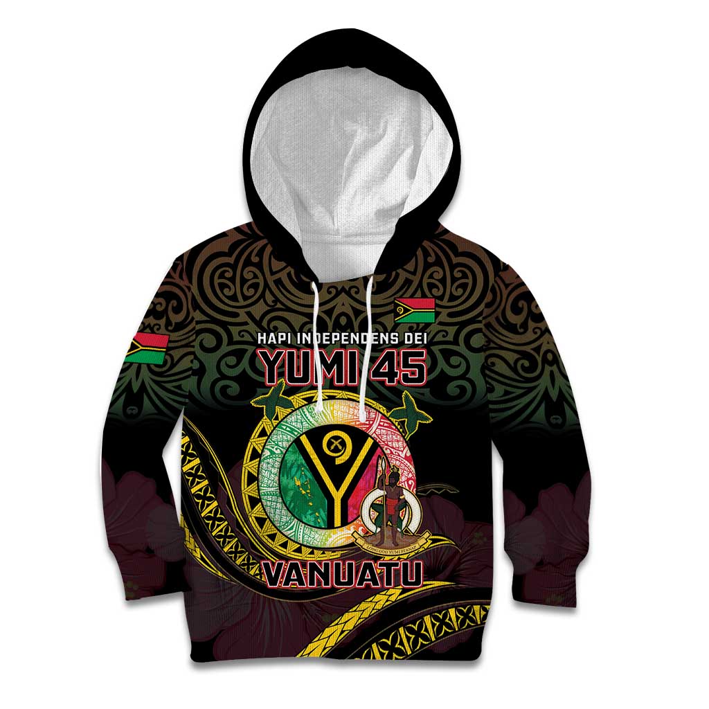 Personalised Vanuatu Kid Hoodie Yumi 45th Hapi Independens Dei - Black Version LT14