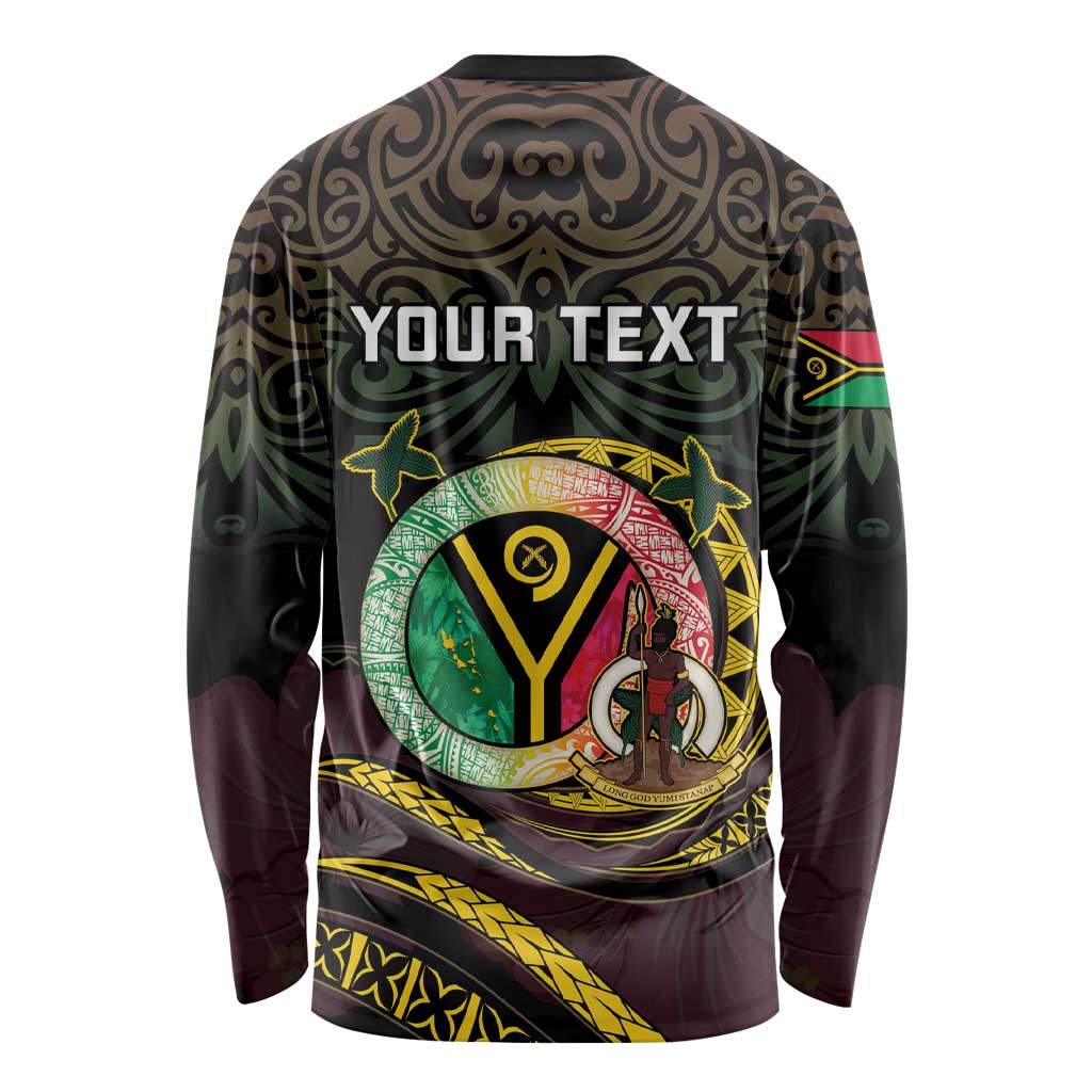 Personalised Vanuatu Long Sleeve Shirt Yumi 45th Hapi Independens Dei - Black Version LT14